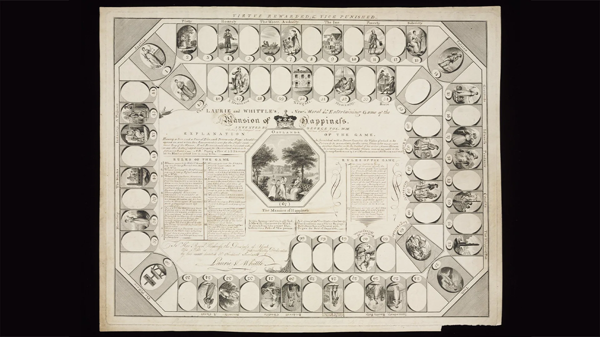 Black and white Georgian era board game