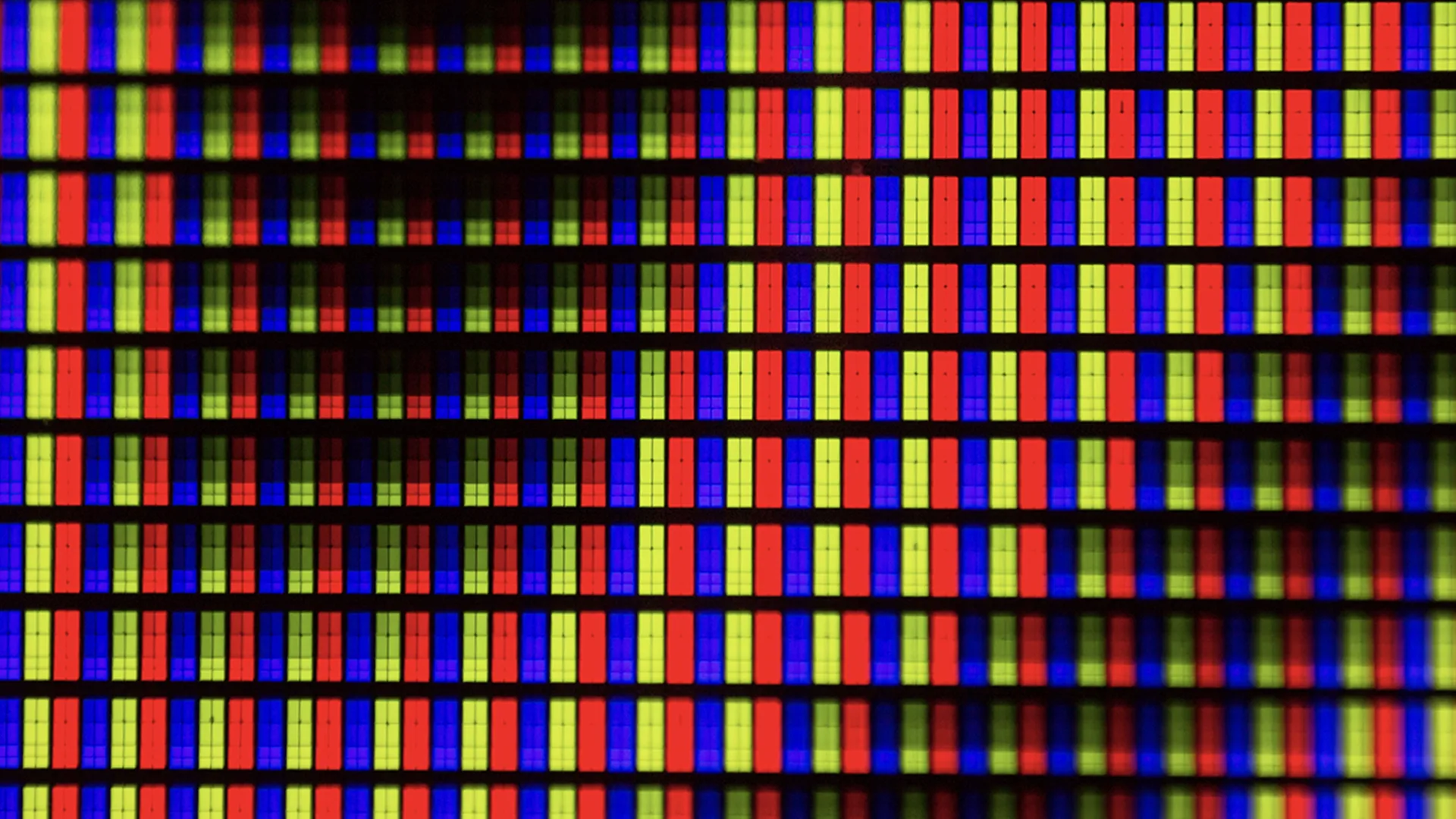 a multicoloured screen with a black background