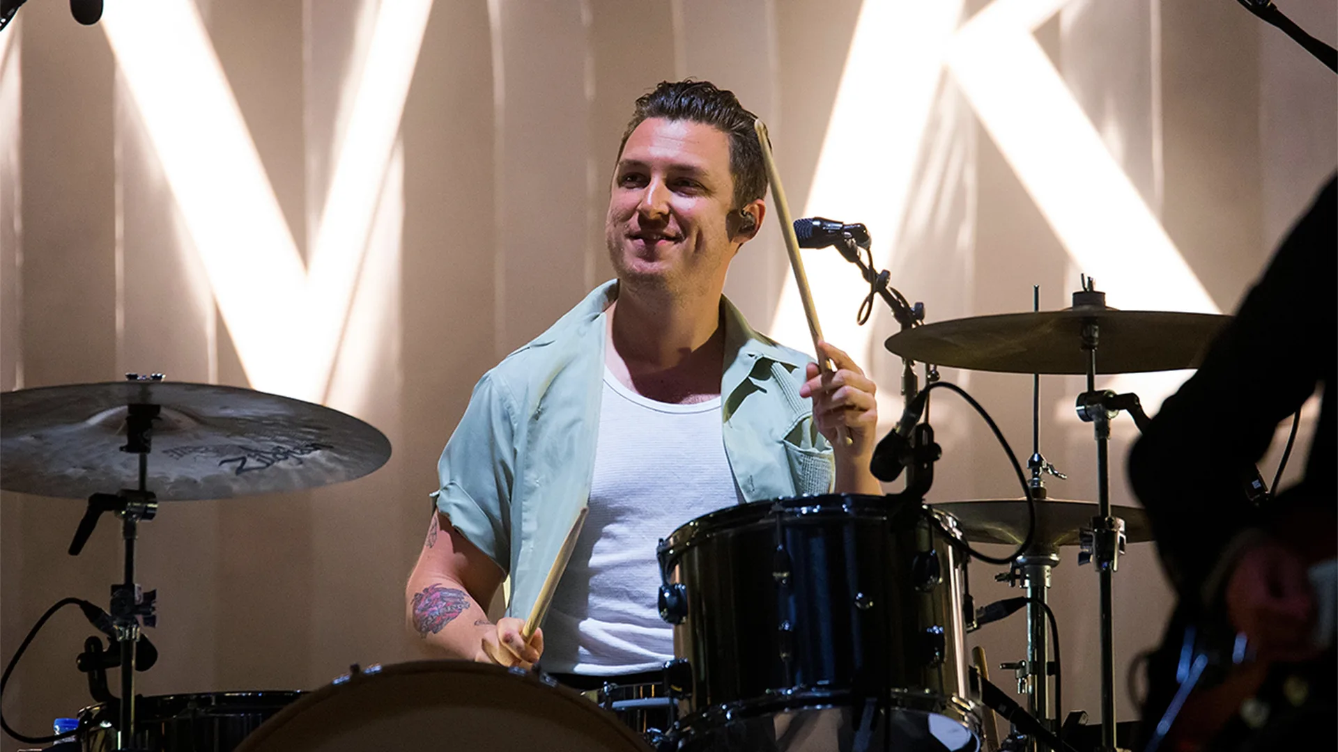 Drummer from the Arctic Monkeys performing