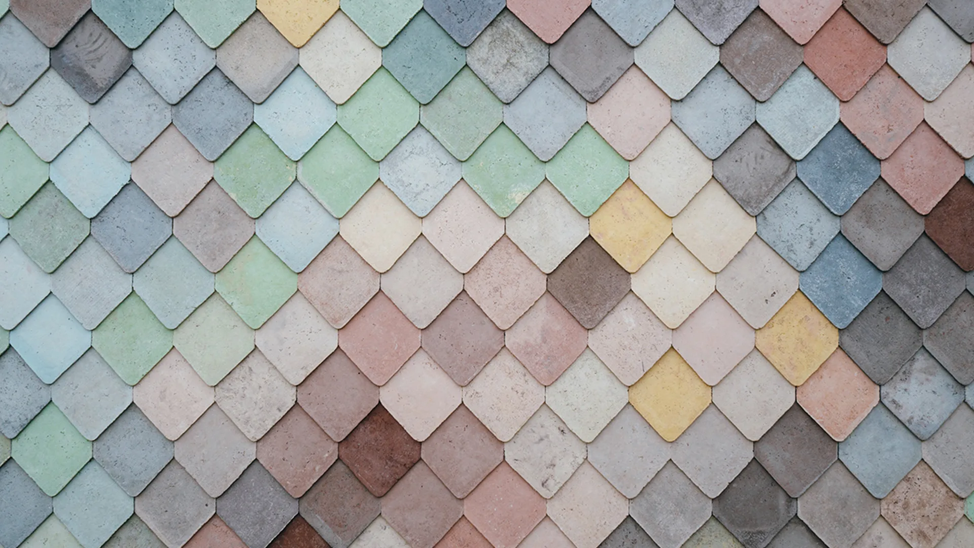 A wall of pastels tiles