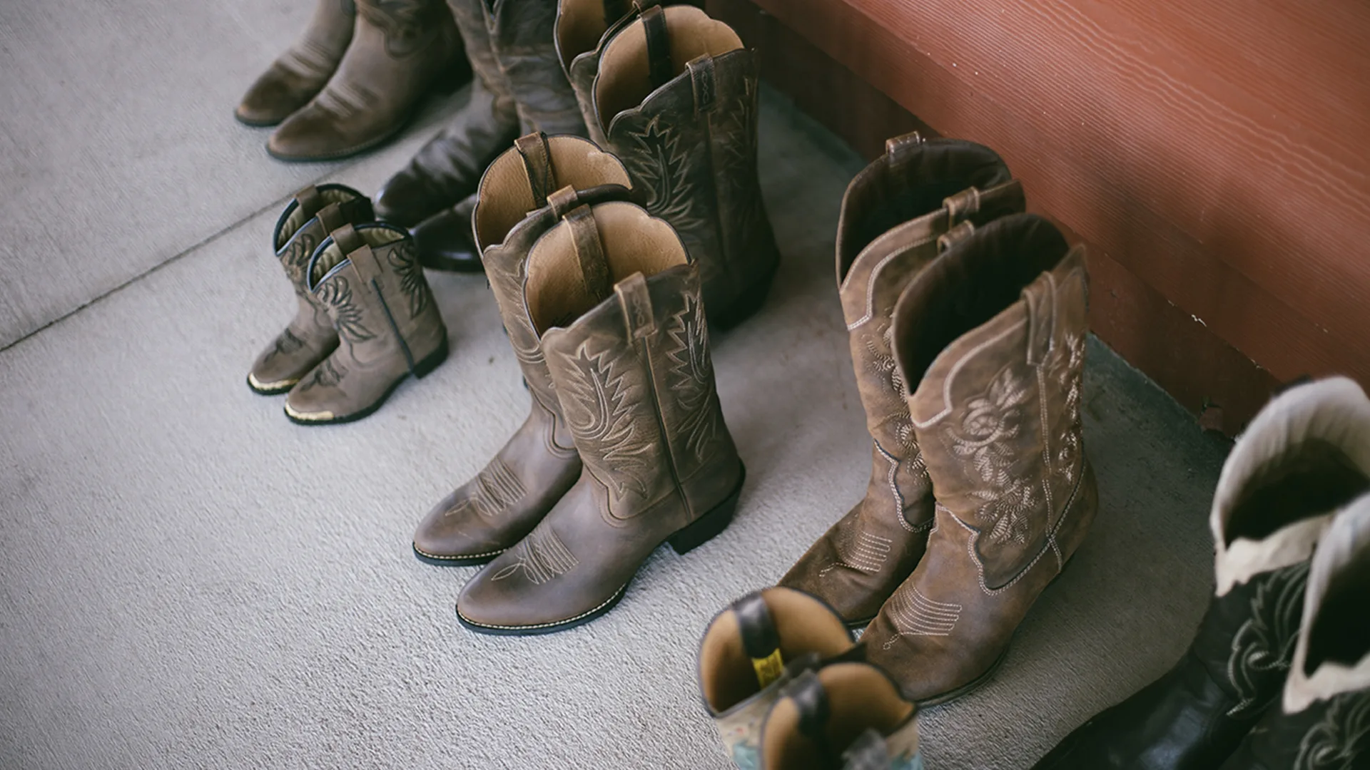 Cowboy boots lined up