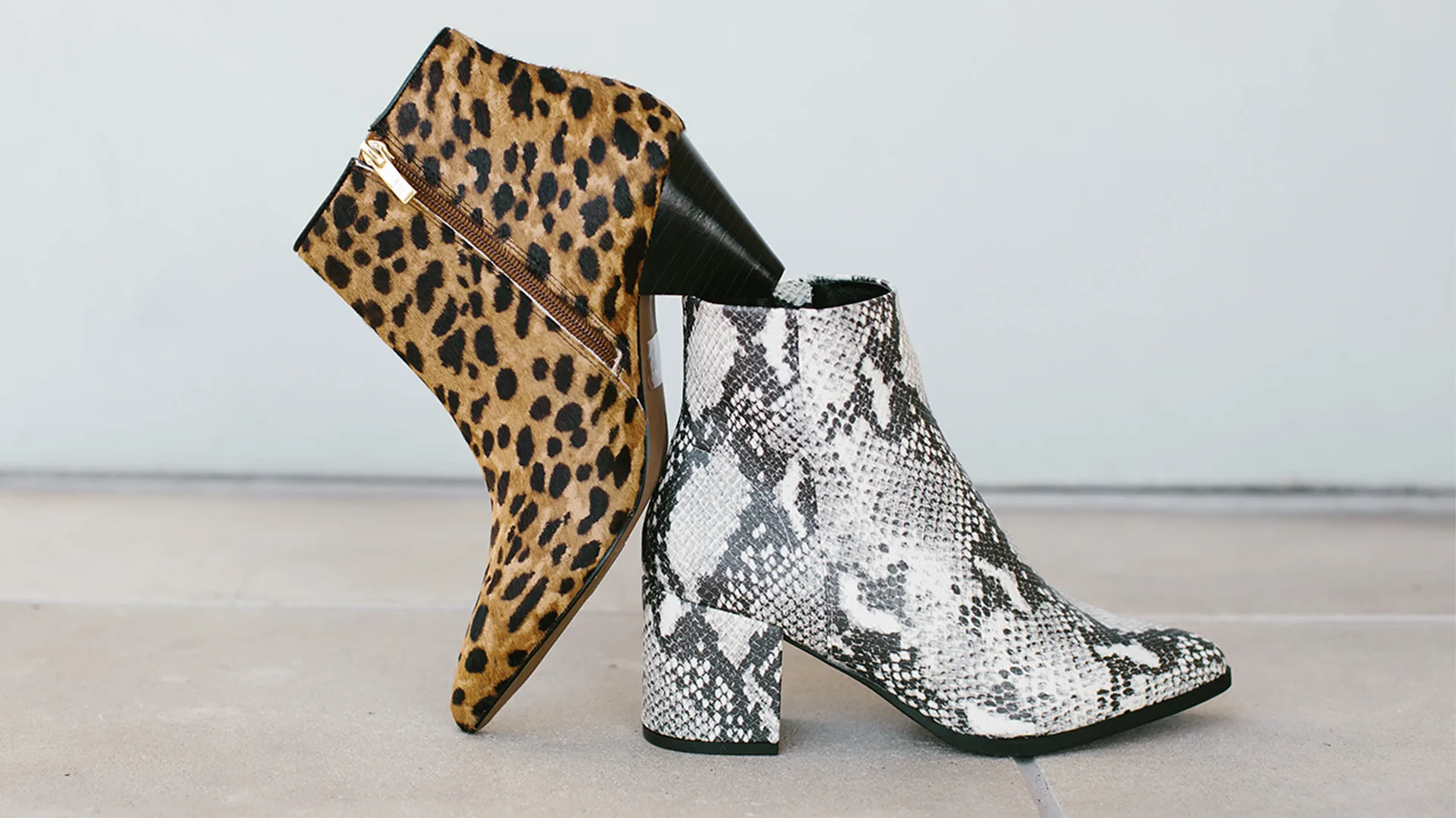 Leopard print and snakeskin boots