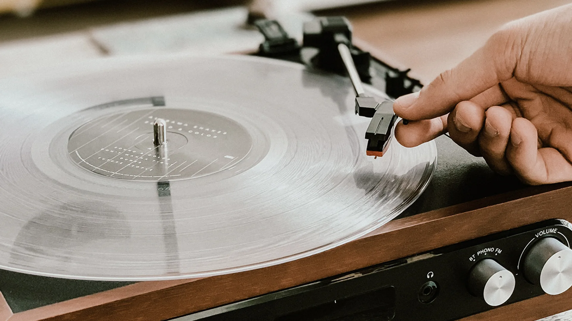 A record on a turntable