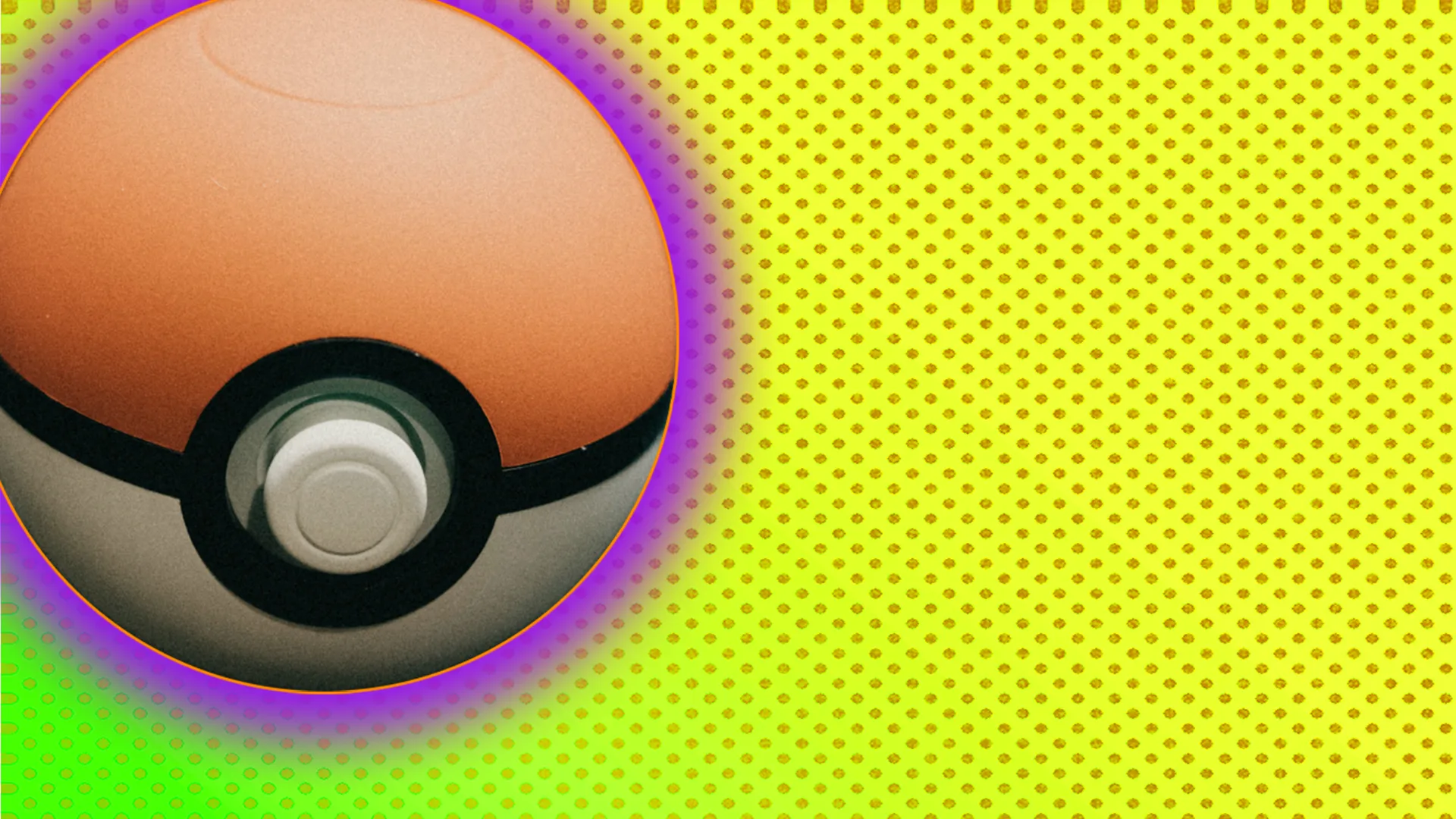 Pokemon ball with a purple glow on a yellow spotted background
