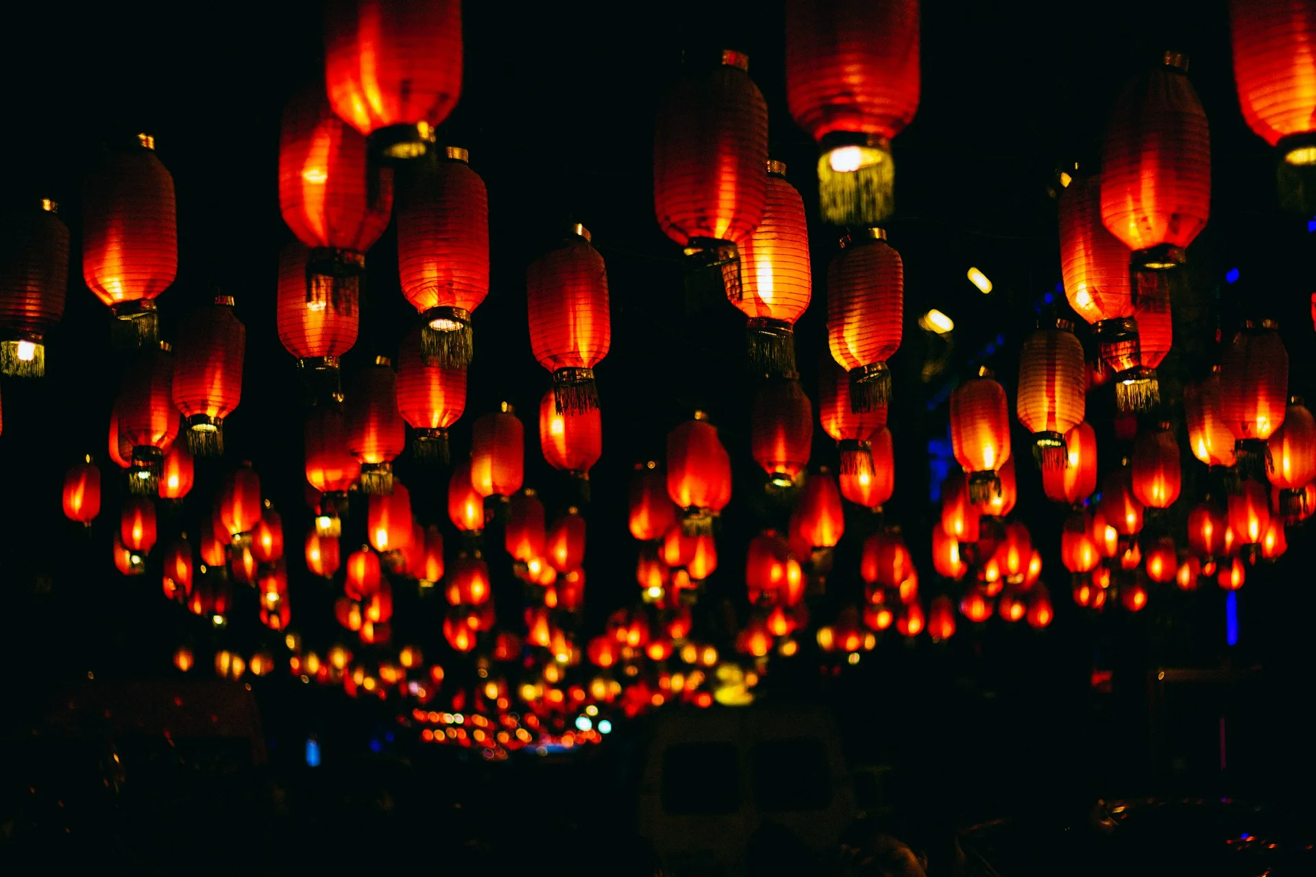 red paper lanterns during nighttime