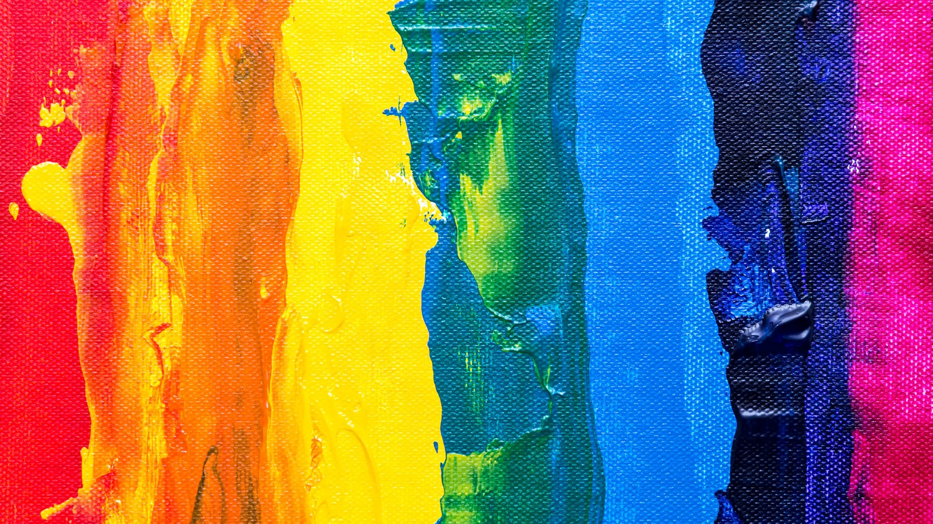Selection of colours on a painted canvas