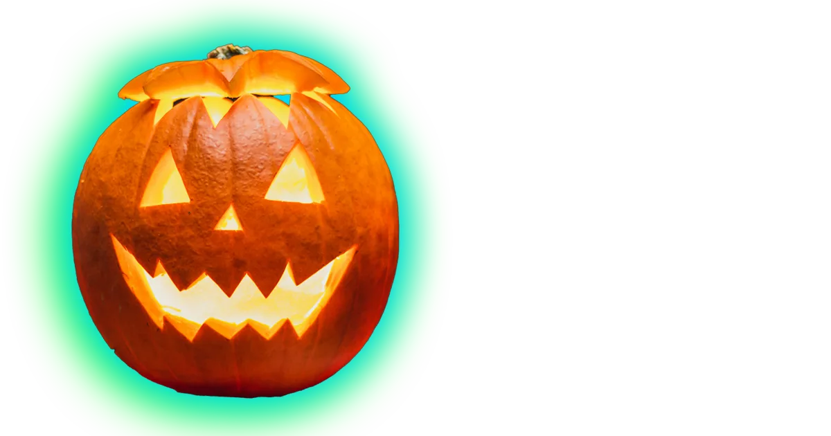 An image of a Halloween pumpkin with a green halo