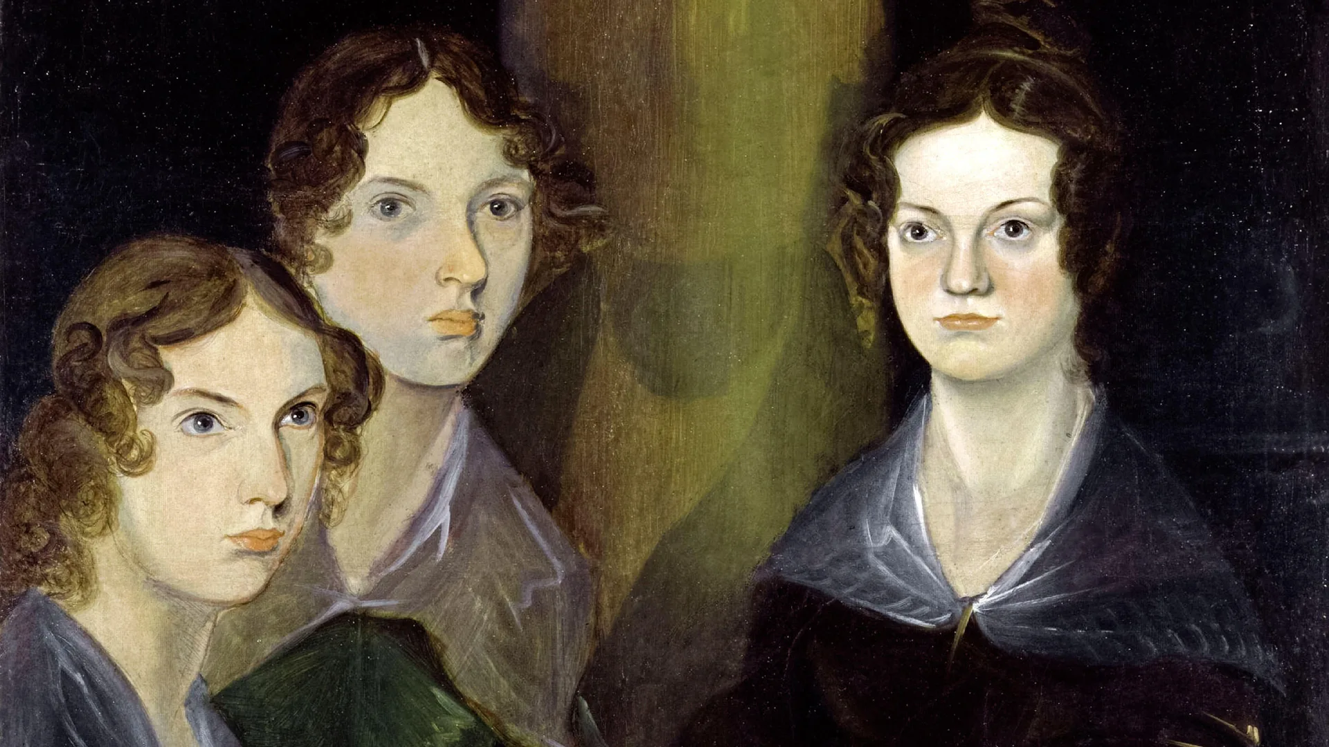 &ldquo;The Bront&euml; Sisters&rdquo; circa 1834 painting by British artist Patrick Branwell Bront&euml; (1817-1848) showing, from left to right, Anne Bront&euml;, Emily Bront&euml; and Charlotte Bront&euml; as teenage girls.