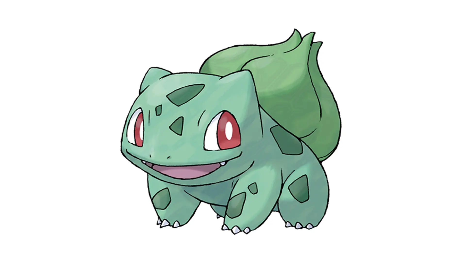 An image of the Pokemon Bulbasaur - a little green creature with an onion like growth on it's back and red eyes set against a white background.
