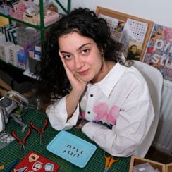 Pinar Sevilmis from Pindex Studio while making her jewellery charms.