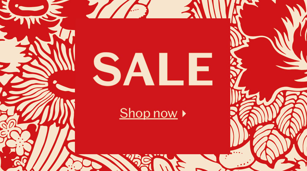 A beloved V&A Archive pattern in SALE red to mark a promotional event
