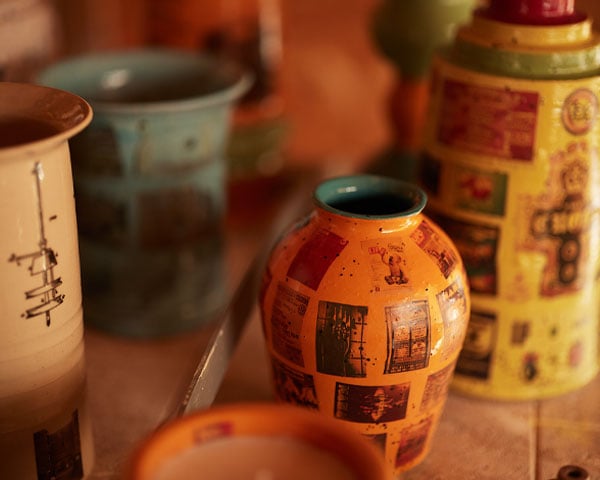 One-of-a-kind ceramic vases inspired by 1980s rave culture, handthrown in London.