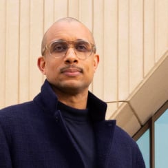 Press portrait outside V&A East Museum