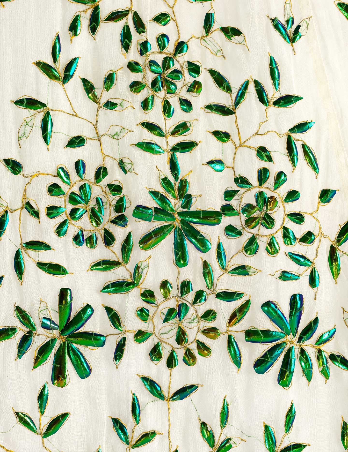 Beetle-wing embroidery