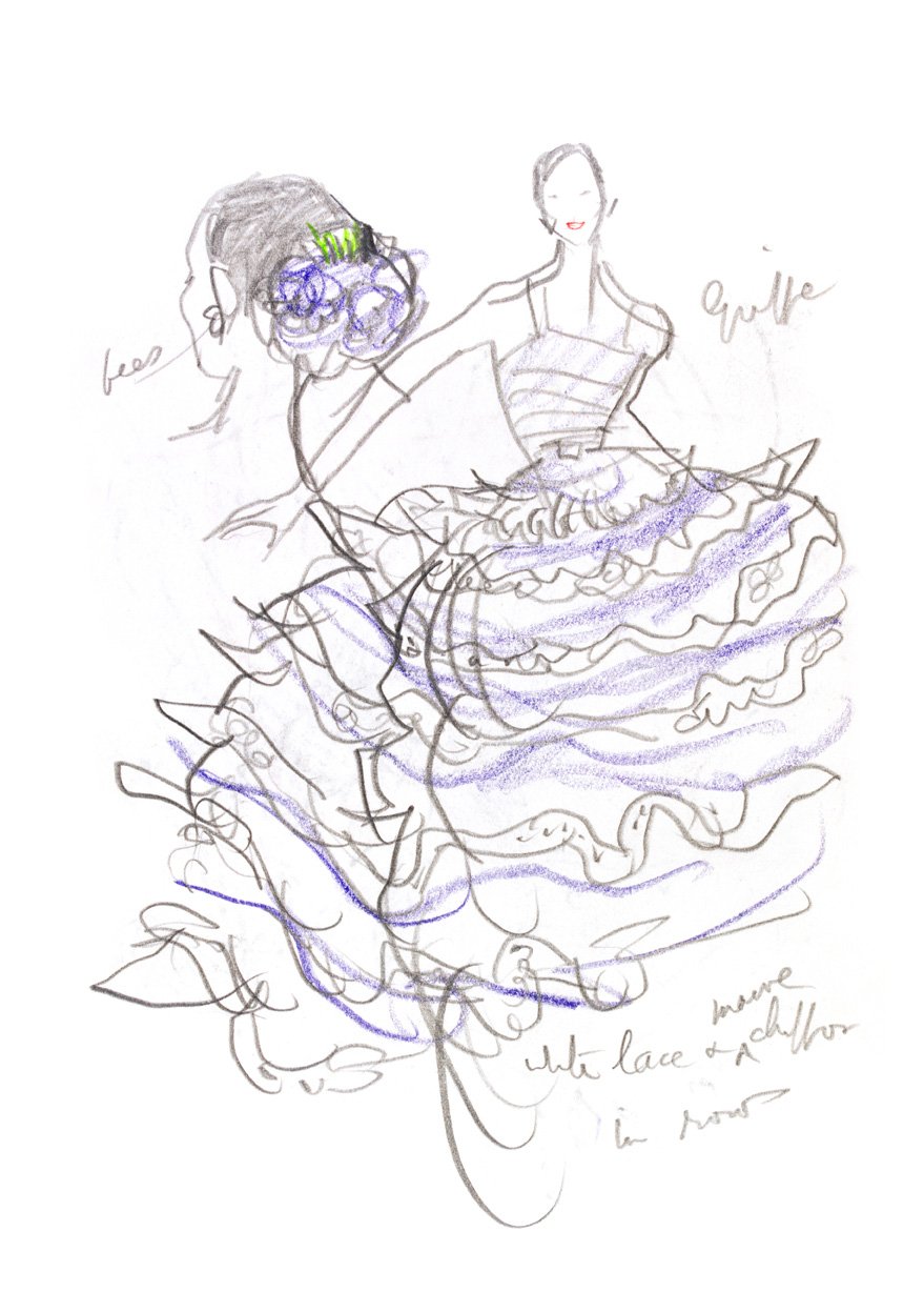 Jacques Griffe gown, fashion illustration