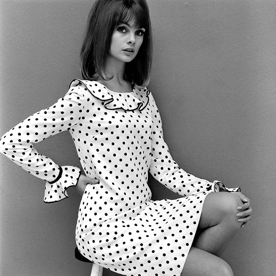 Jean Shrimpton in Mary Quant spotted dress