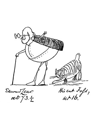 Edward Lear at 73 and a half & his cat Foss at 16