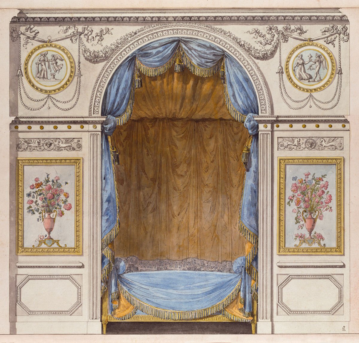 Design for decoration of a bedroom alcove