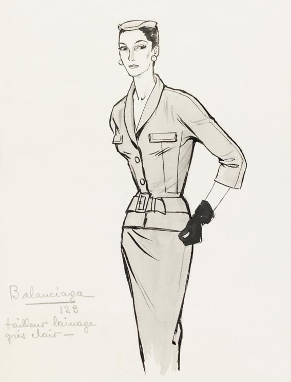 Balenciaga suit, fashion illustration