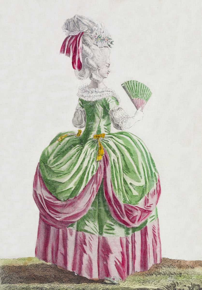 Lady in a Polonaise taffeta dress