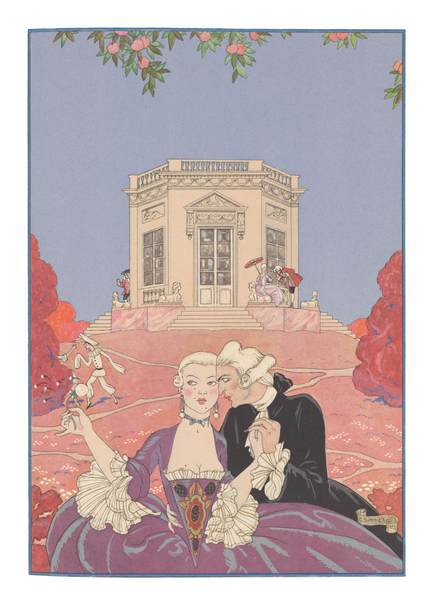 Courting couple illustration for Fêtes Galantes