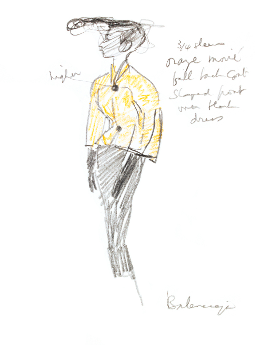 Balenciaga moire full back jacket, fashion illustration
