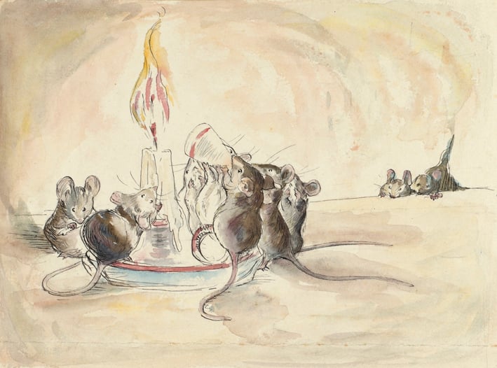Mice around a candle