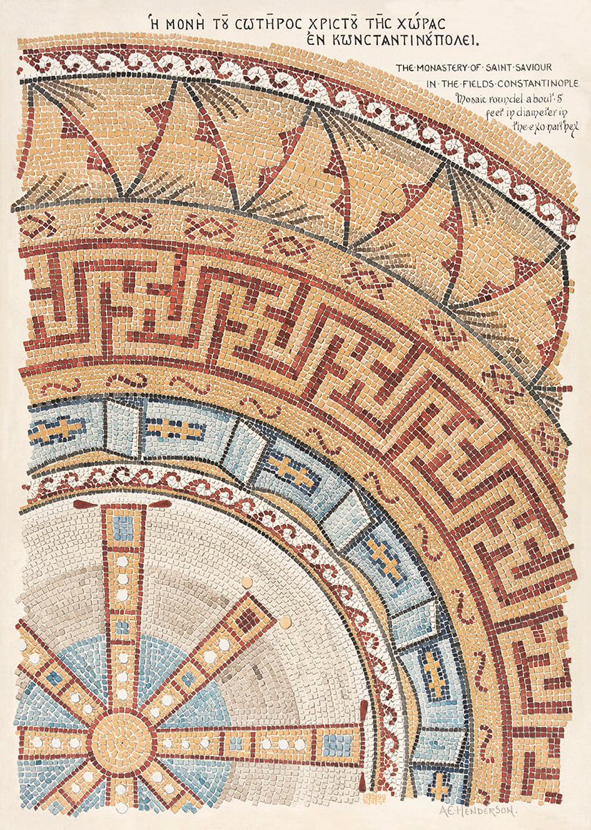 Detail of mosaic and fresco decoration in the Monastery of St. Saviour-in-the-Fields, Constantinople