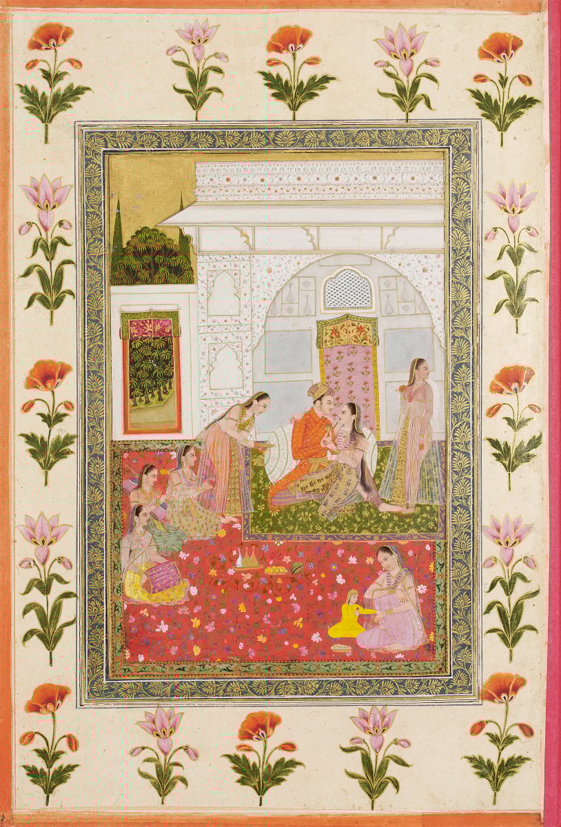 A courtier with his lover and attendants