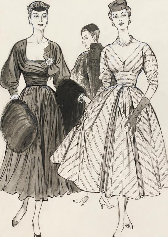 Susan Small afternoon dresses, fashion illustration