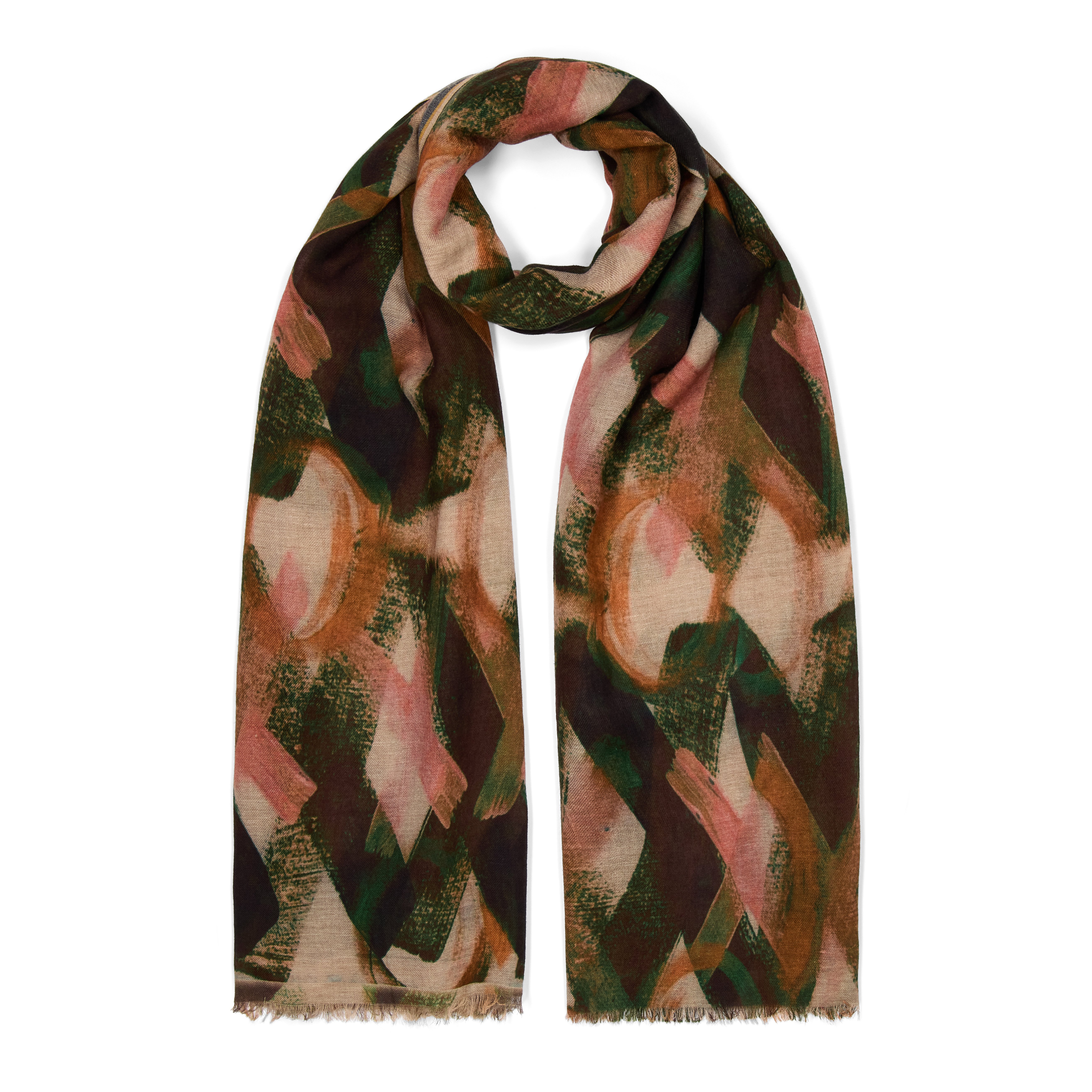 Pink and brown diamond wool square scarf