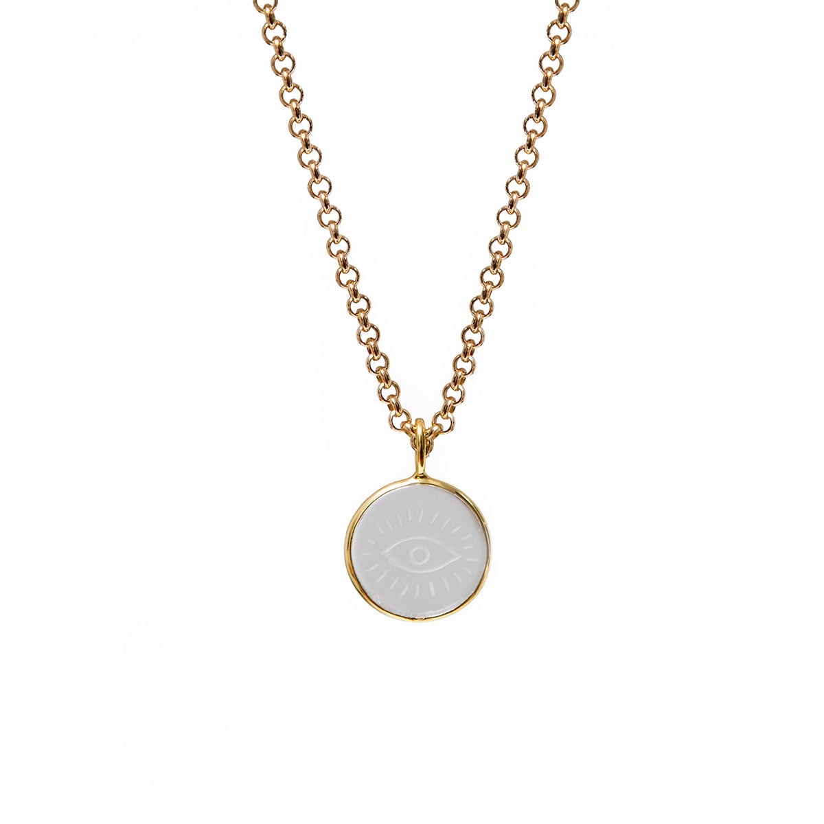 Evil eye rock crystal necklace by Mirabelle