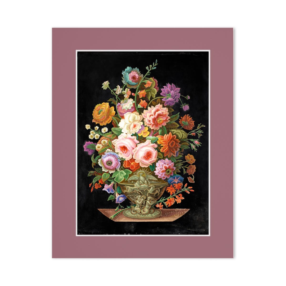 Micromosaic flower arrangement - 11 x 14" mounted print
