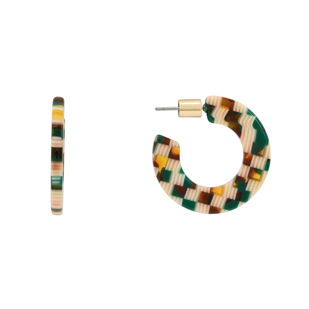 Chequerboard hoop earrings