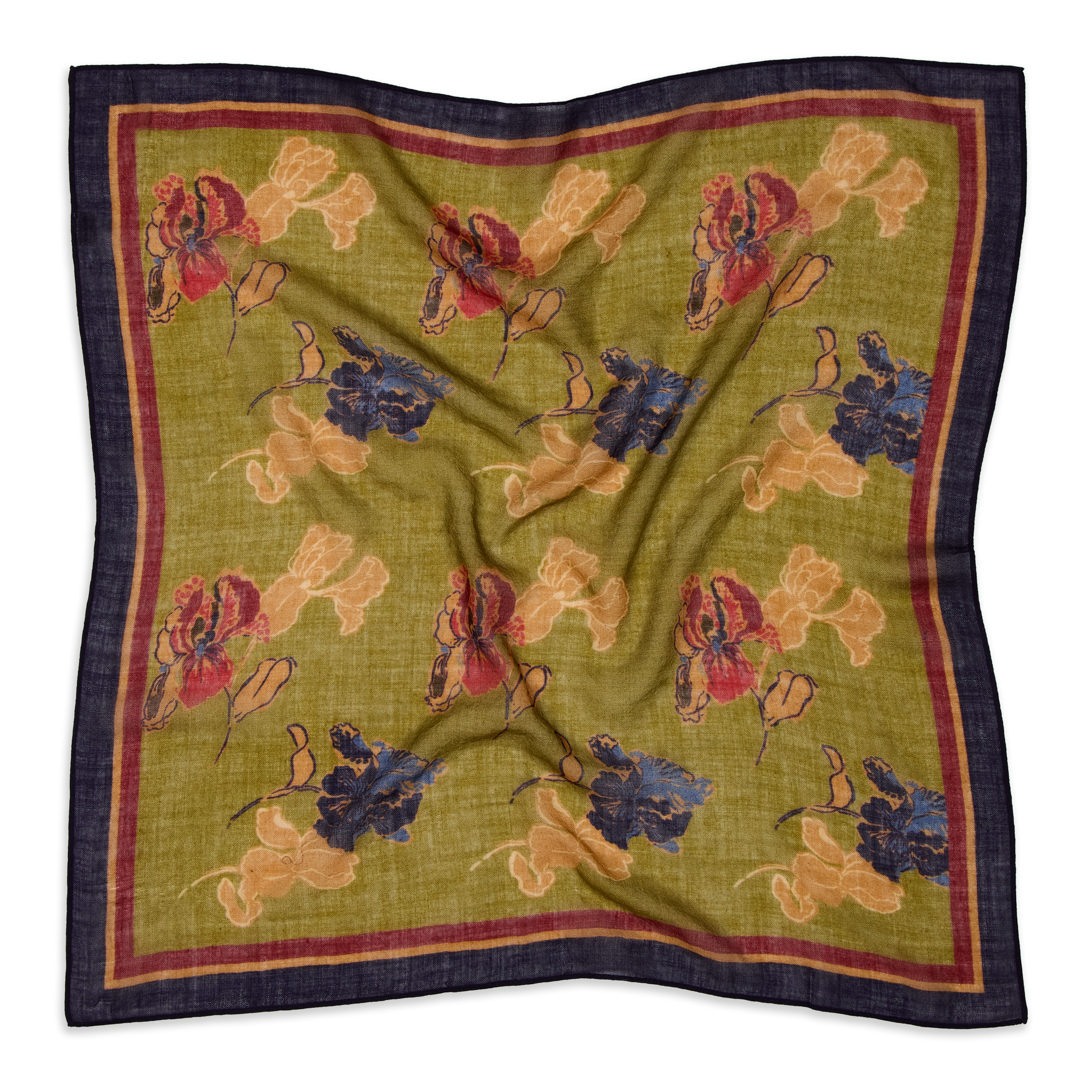 Olive green square wool scarf