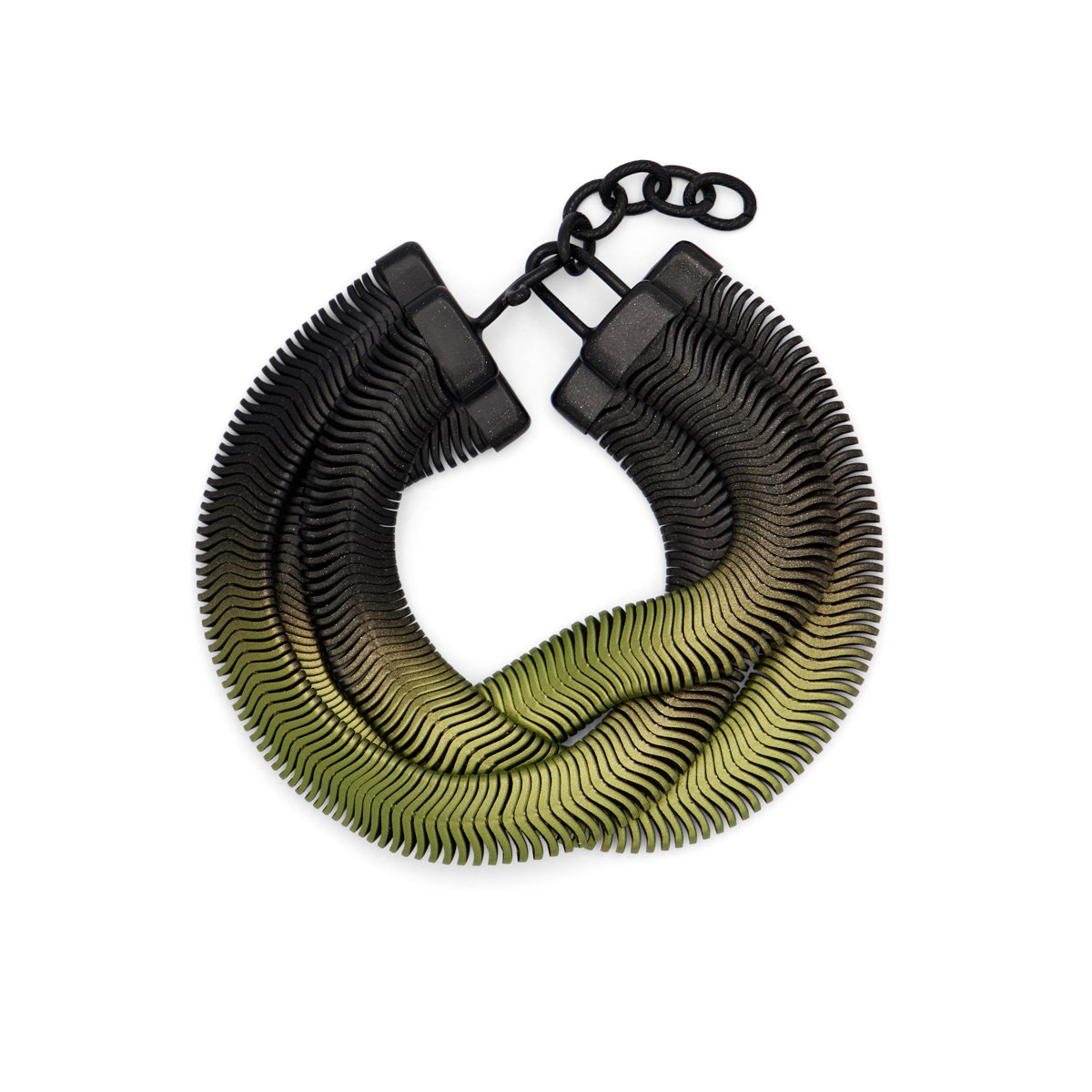 Black and chartreuse three strands bracelet by Sarah Cavender