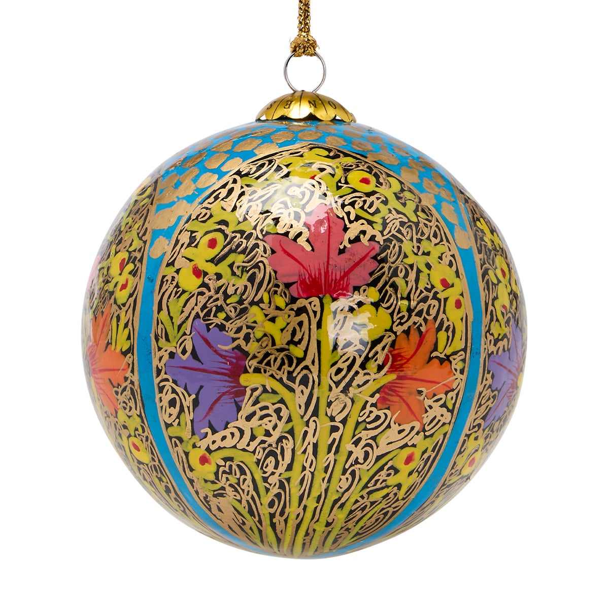 Papier-mâché blue Chinar bauble