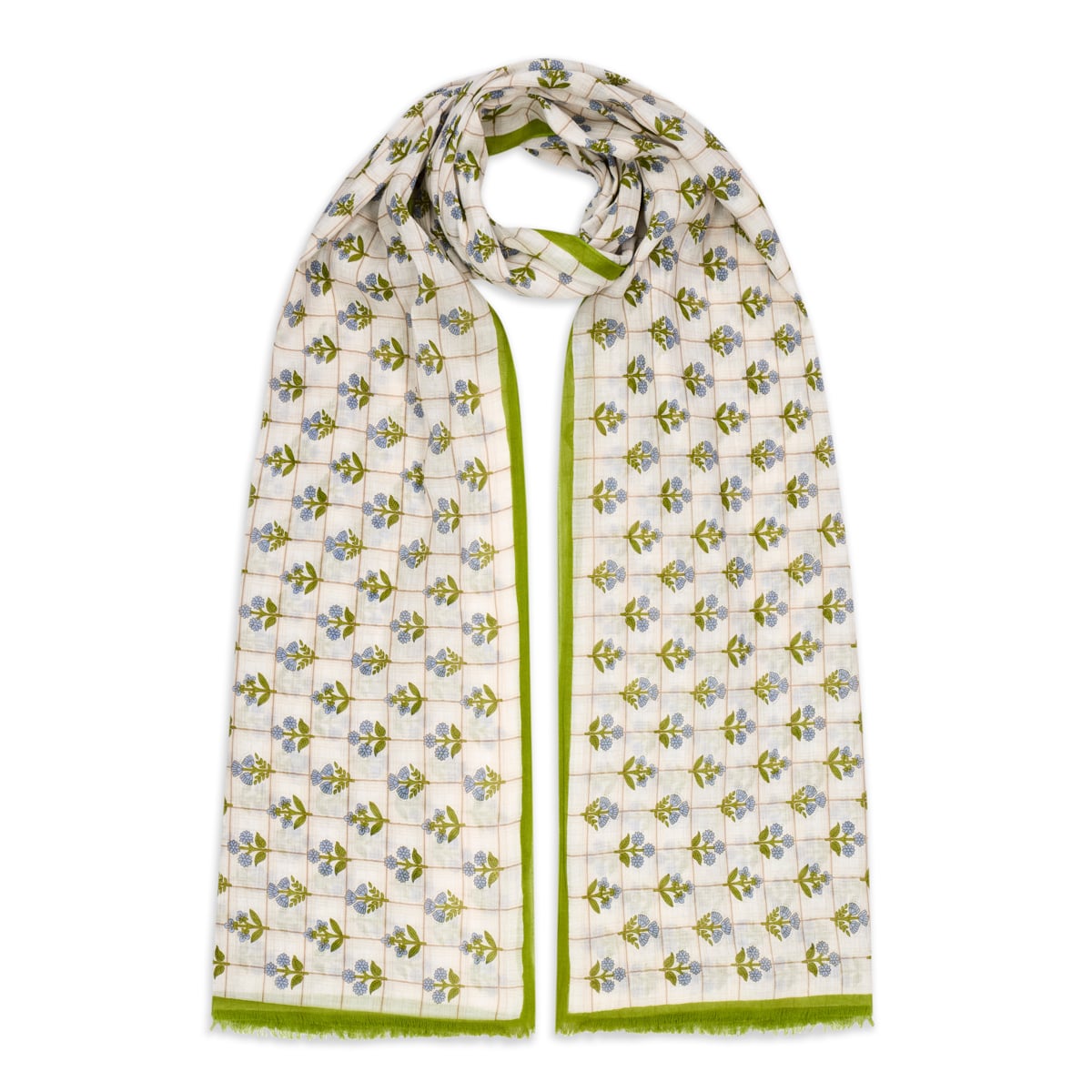 Blue forget-me-not cotton scarf