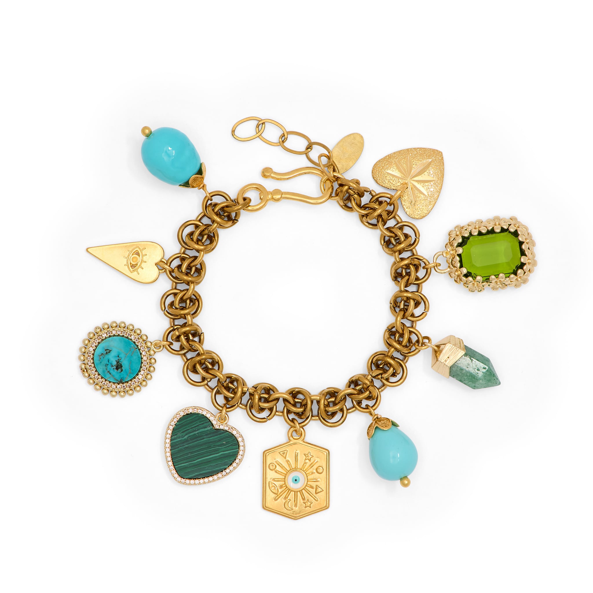 Green charm bracelet by Katerina Psoma