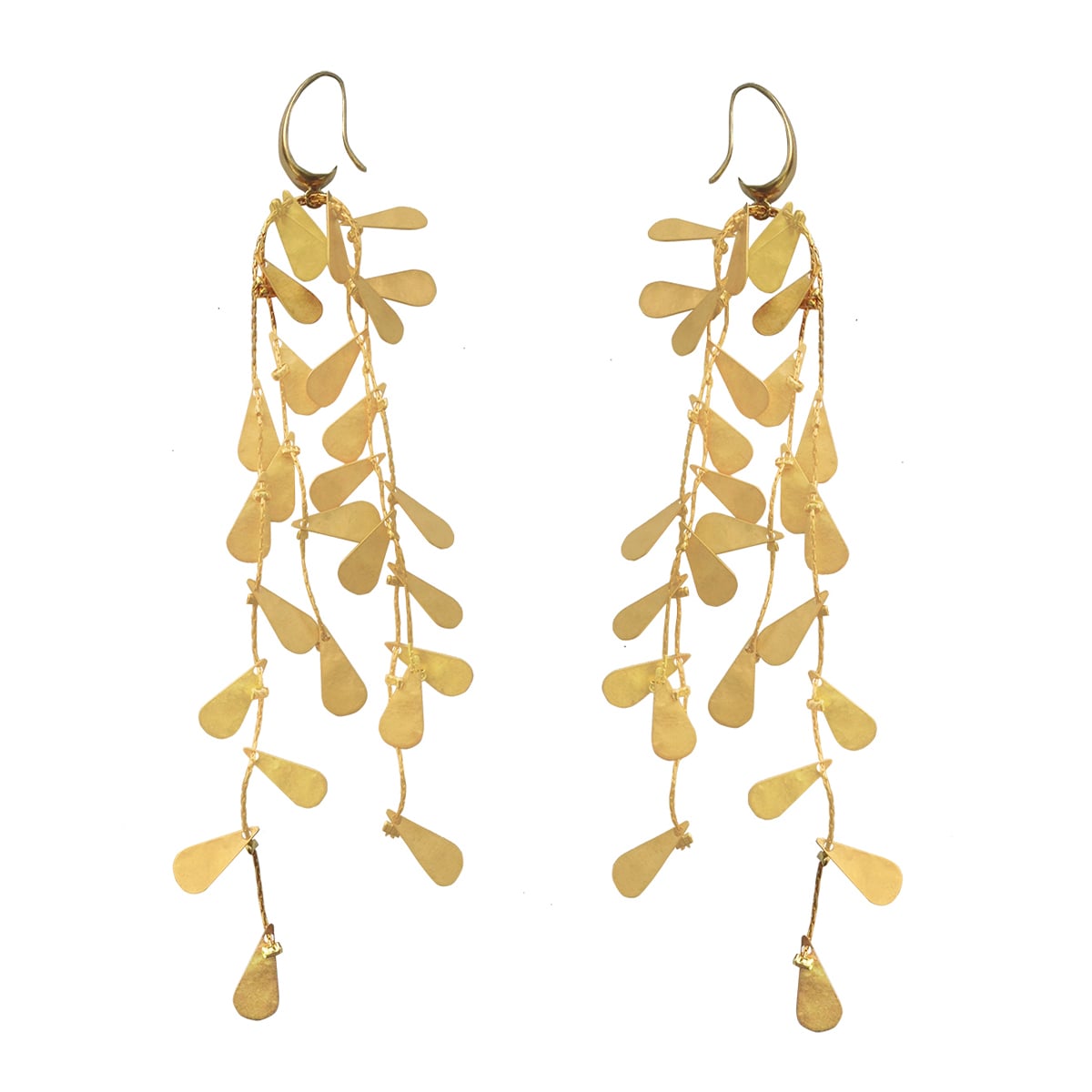Gold teardrop earrings by Fotini Liami