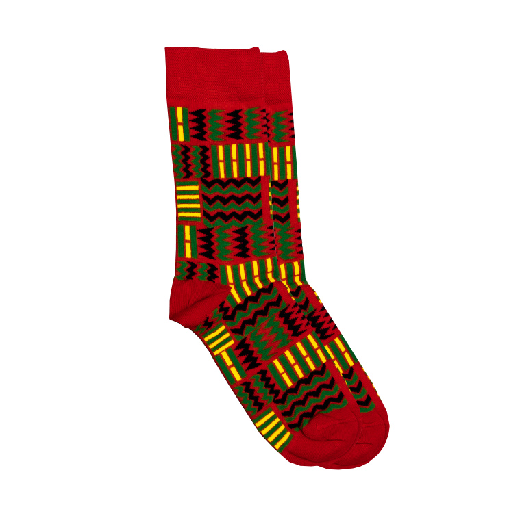Kuba patterned red socks by Afropop