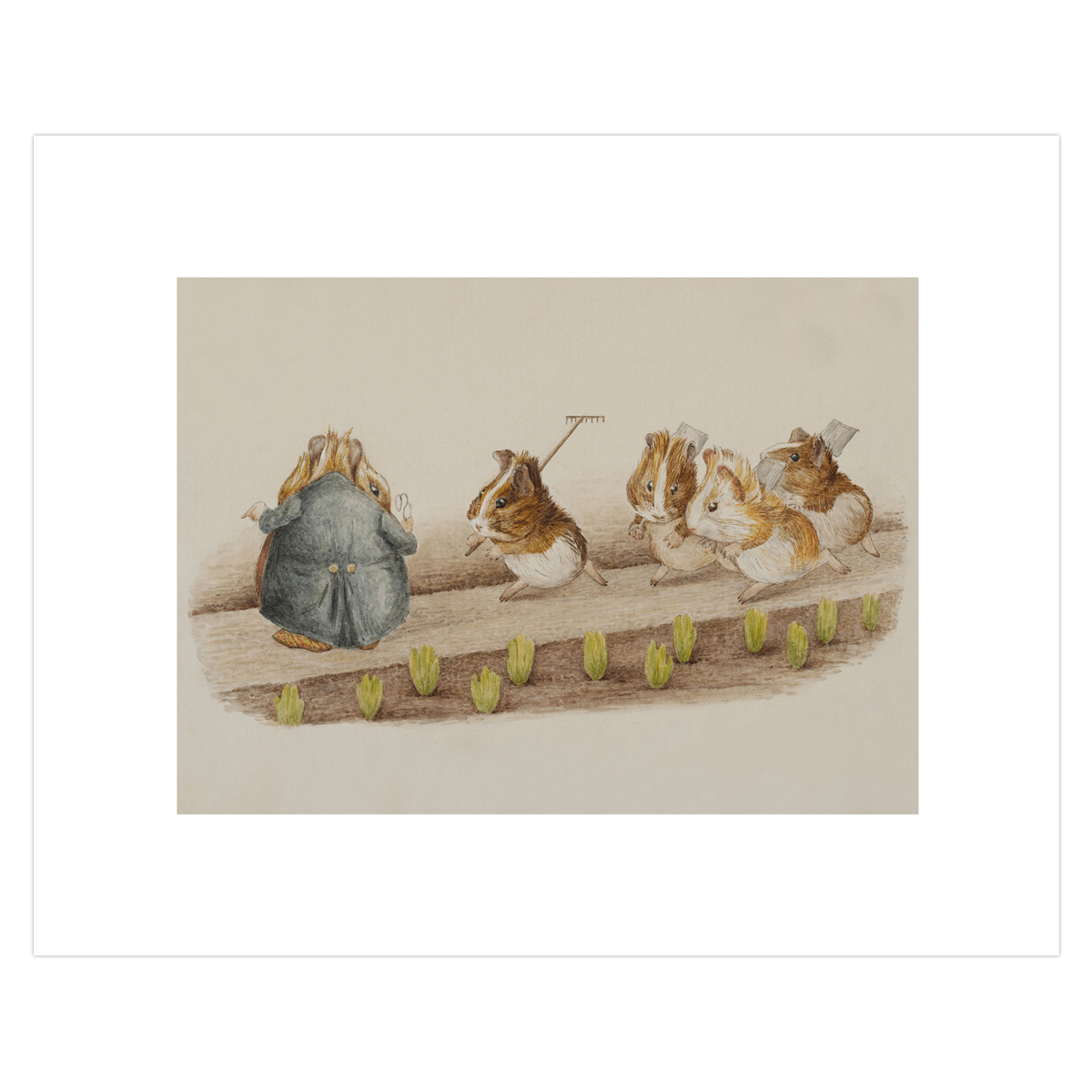 Guinea Pigs Gardening by Beatrix Potter print