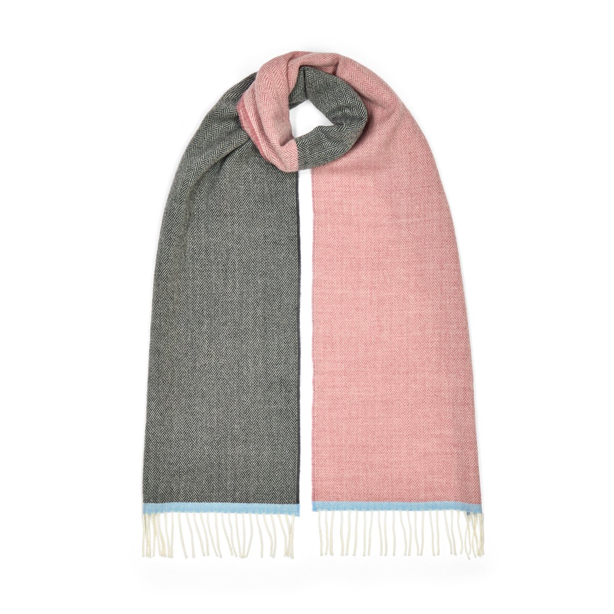 Pink and charcoal wool scarf