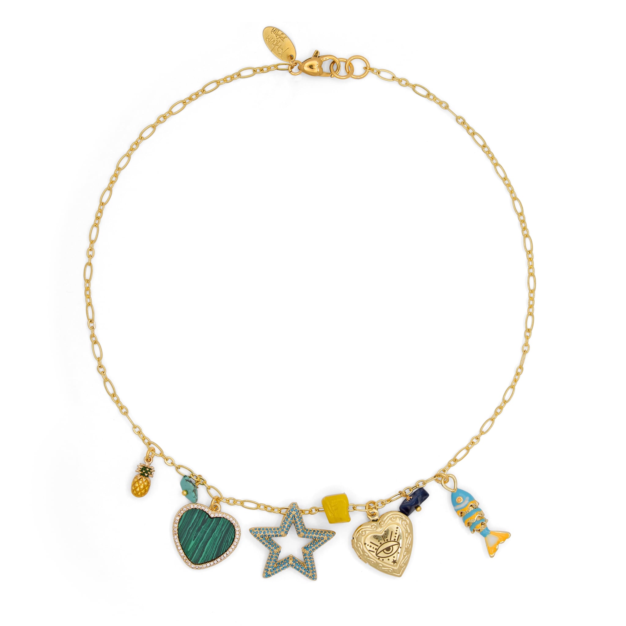Green charm necklace by Katerina Psoma
