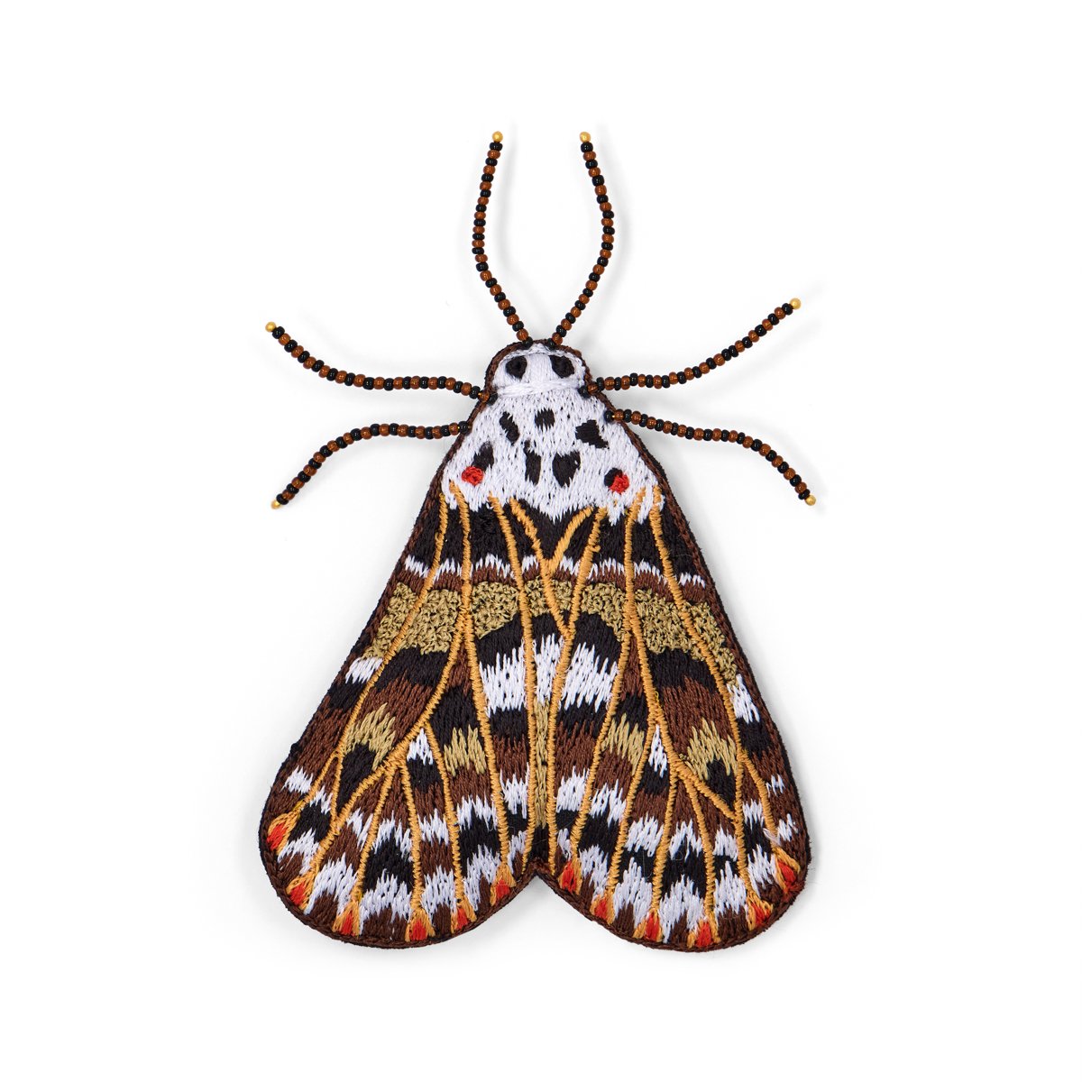 Embroidered moth brooch