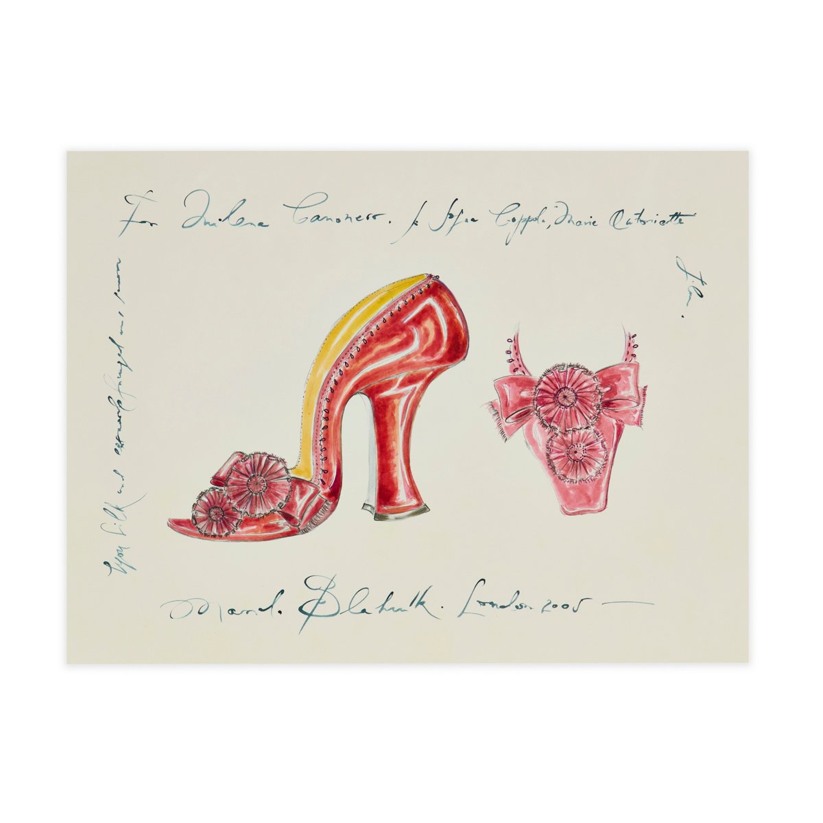 Shoe design by Manolo Blahnik - limited edition print with folio