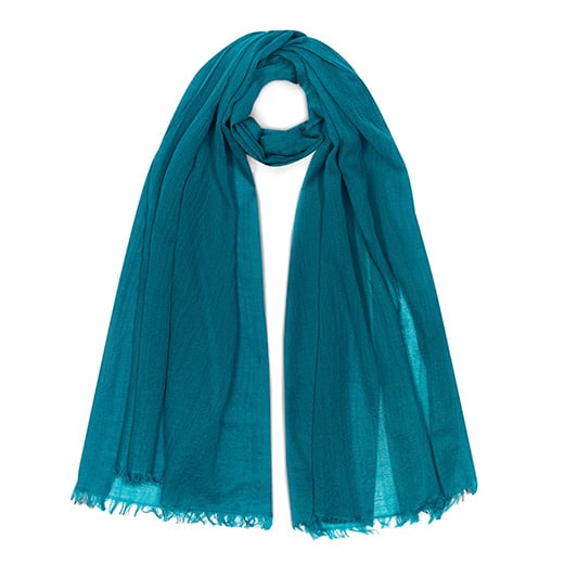 Peacock blue merino scarf by Kashmir Loom