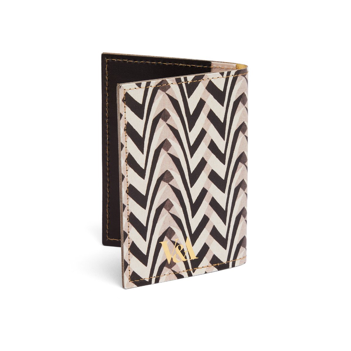 Art Deco zigzag leather card holder