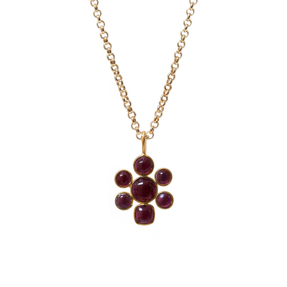 Garnet flower necklace by Mirabelle