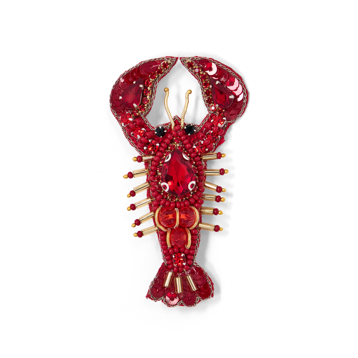 Lobster embroidered brooch